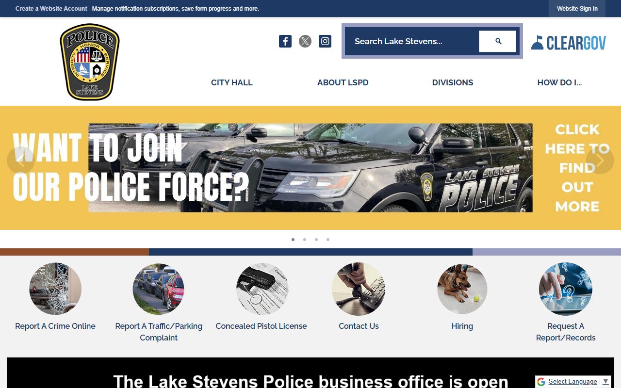 Lake Stevens Police Department page booking reports