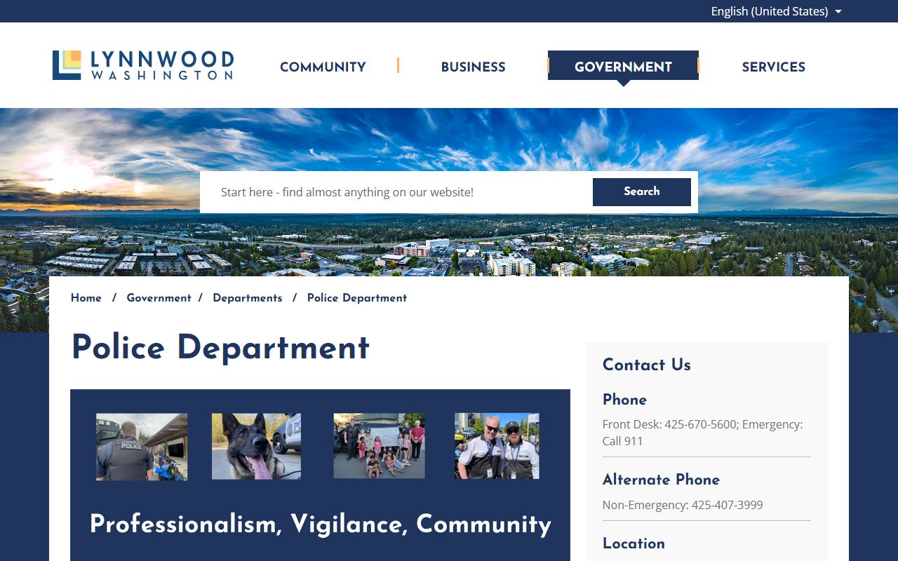 Lynnwood Police Department page booking reports