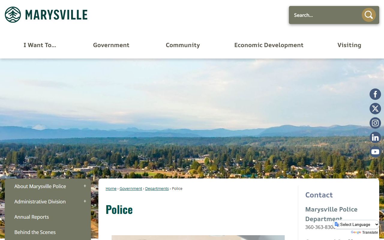 Marysville Police Department page booking reports