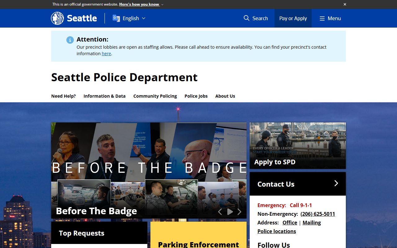 Seattle Police Department booking reports portal