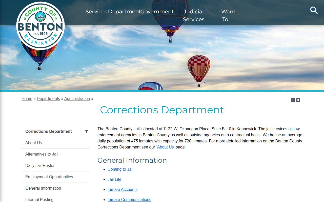 Benton County Corrections Department booking records