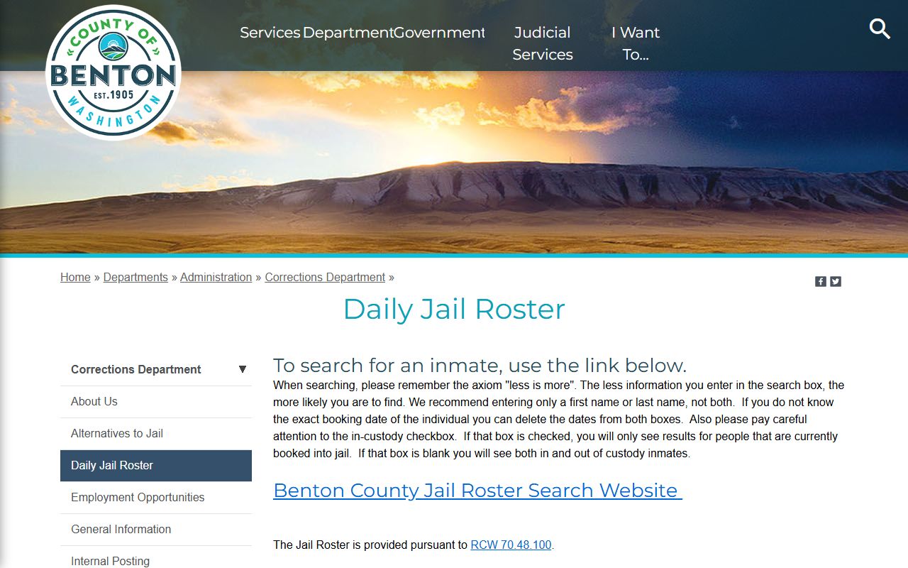 Benton County daily jail roster booking records