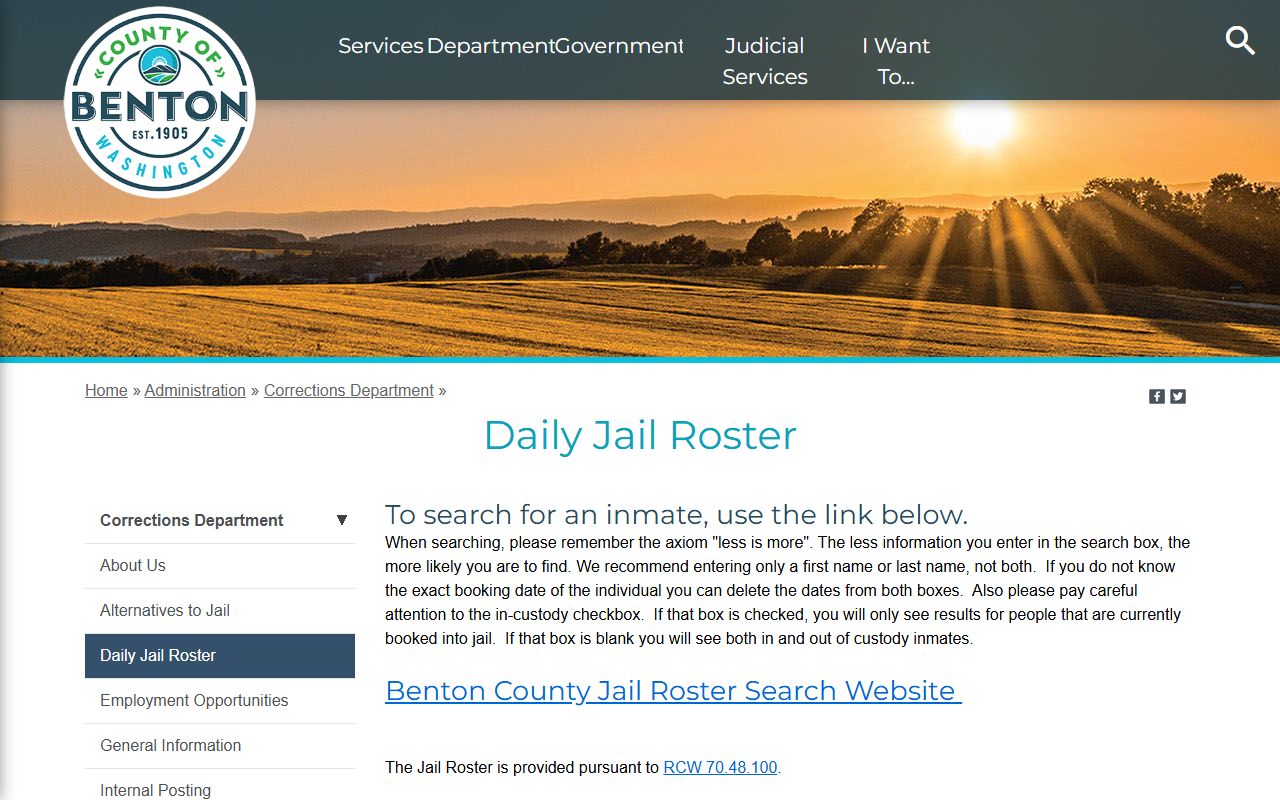 Benton County jail booking search results