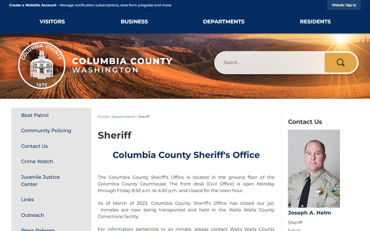 Columbia County Sheriff portal for booking records