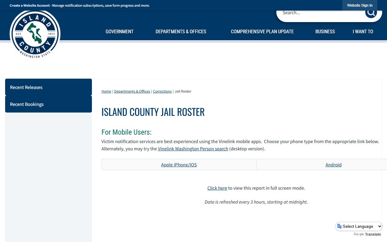 Island County booking records jail roster