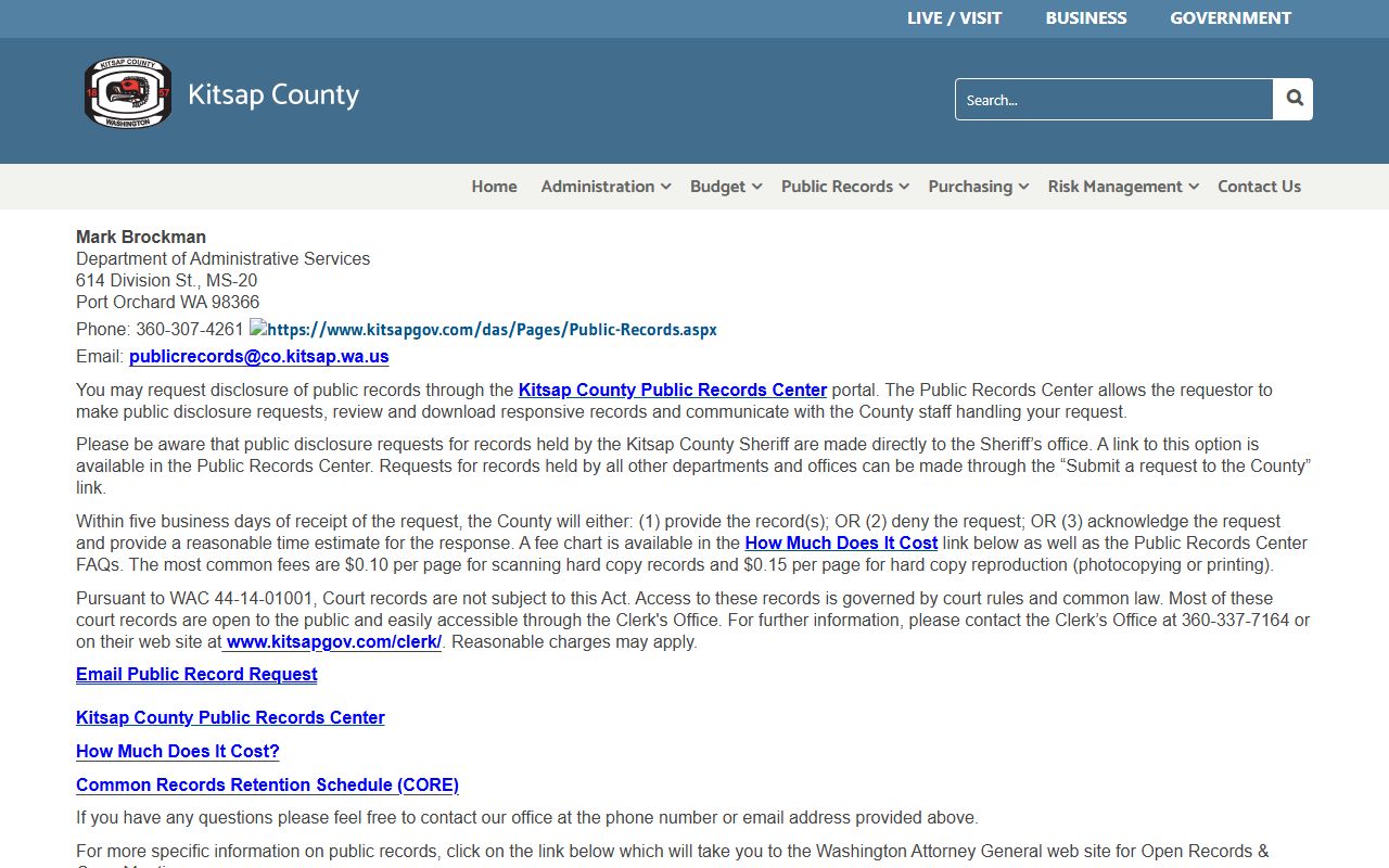 Kitsap County booking records public records