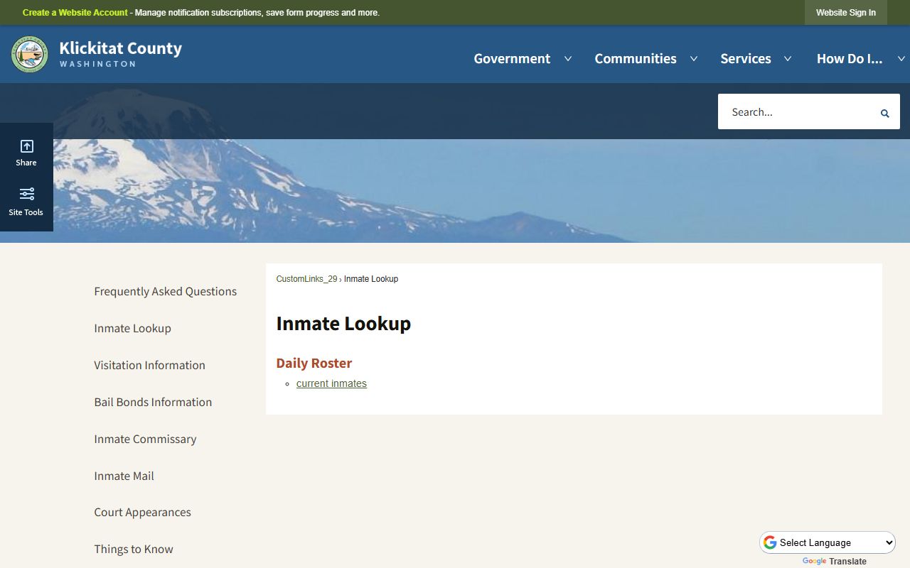 Klickitat County booking records inmate lookup