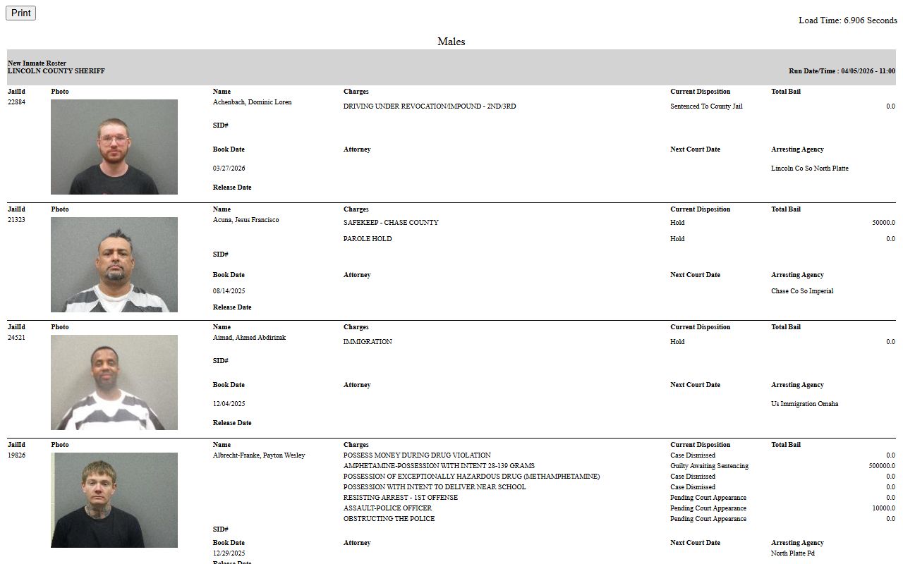 Lincoln County booking records inmate roster