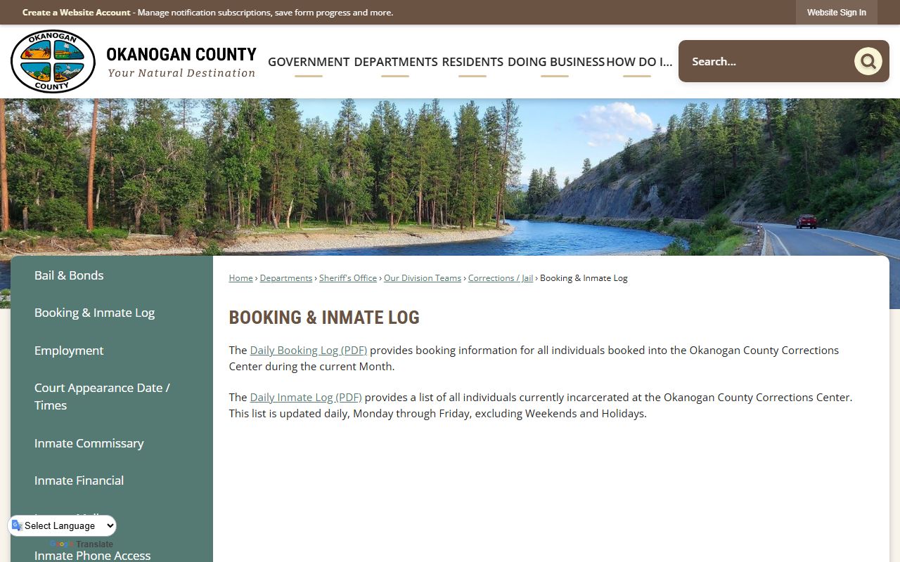 Okanogan County booking records booking log