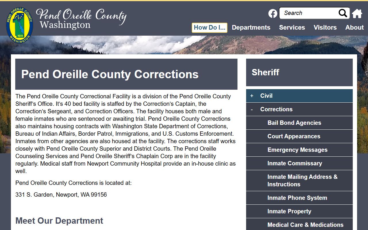 Pend Oreille County booking records corrections