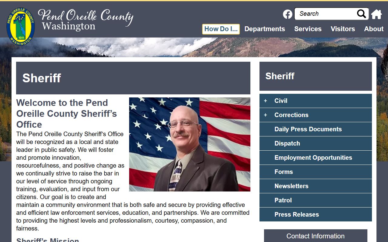 Pend Oreille County booking records sheriff homepage