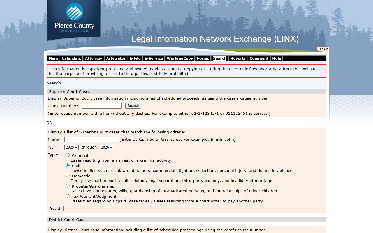 Pierce County LINX search Spanaway booking reports