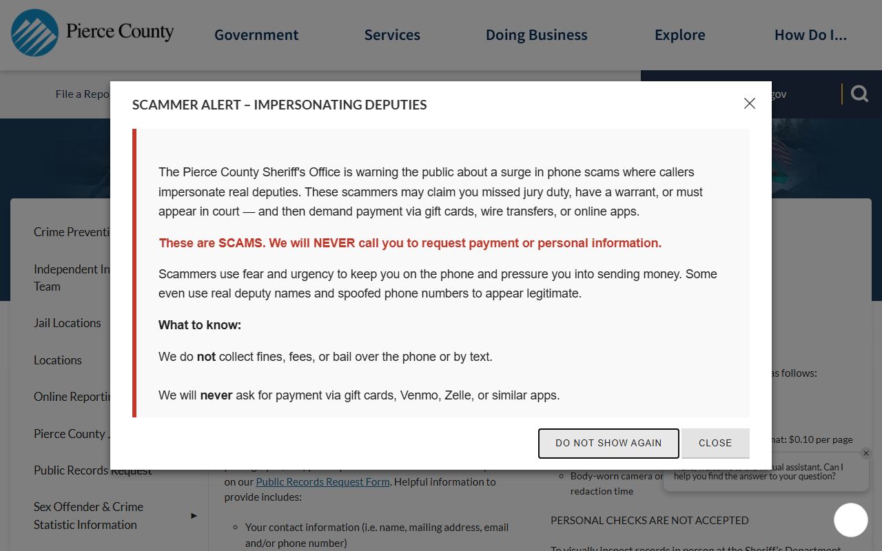 Pierce County public records booking reports request