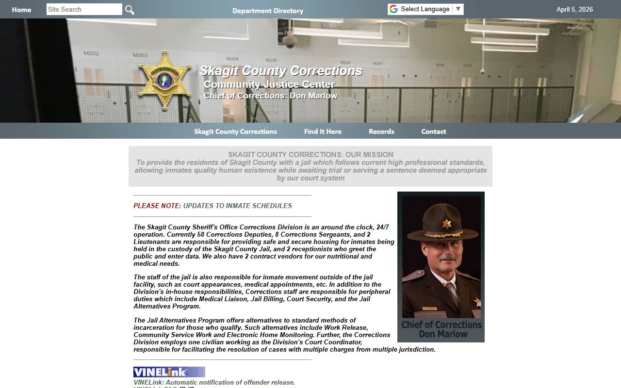 Skagit County booking reports jail department