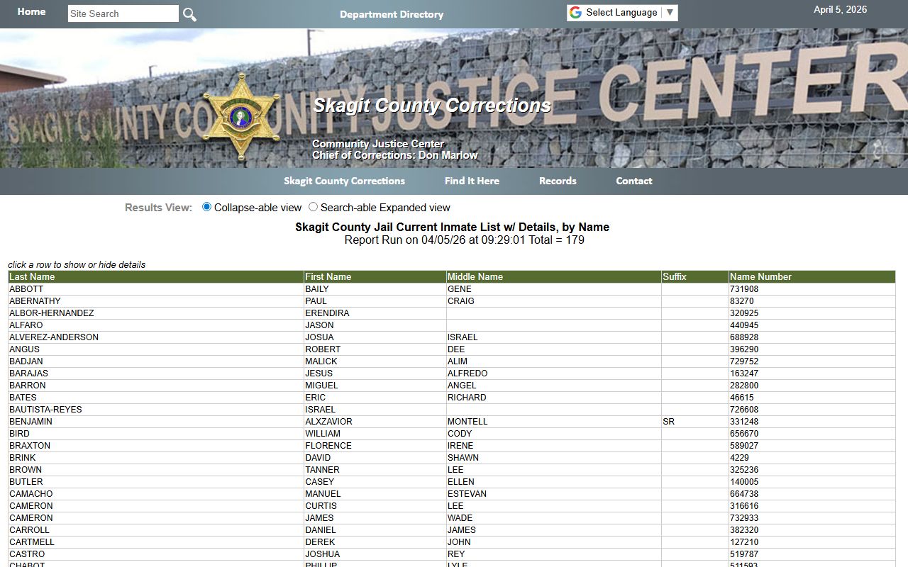Skagit County booking reports jail roster