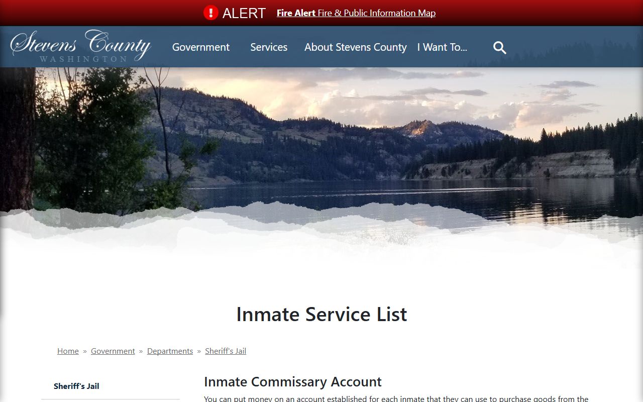 Stevens County booking reports inmate services