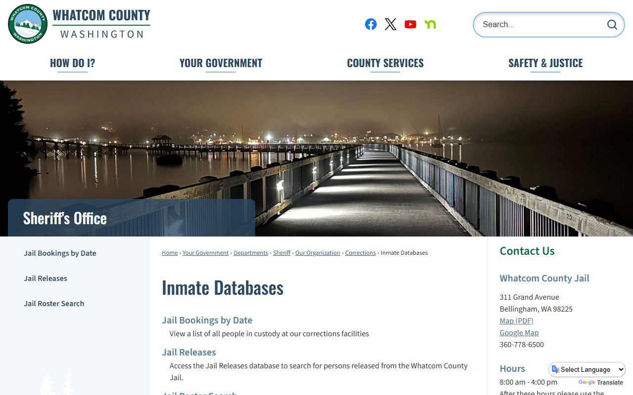 Whatcom County booking reports inmate databases