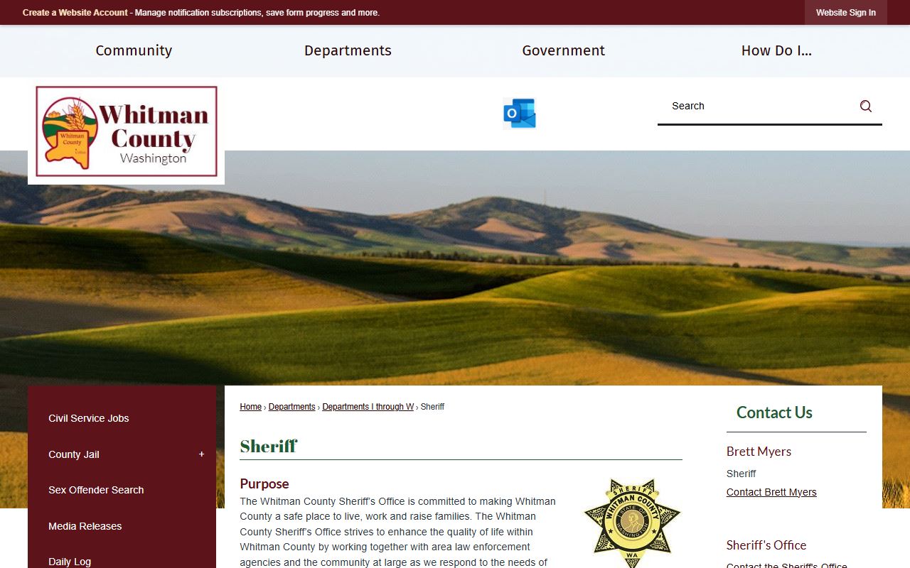 Whitman County booking reports sheriff page